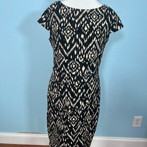 CB Casual Black and Cream‎ Geometric Patterned  Midi Dress Size 12 


 New
